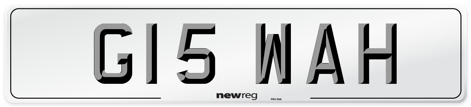 G15 WAH Number Plate from New Reg